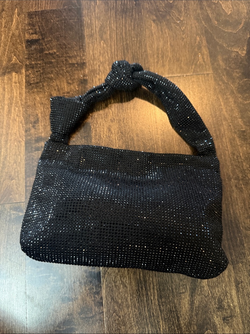Reitmans Black Sparkle Knot-Handle Evening Bag